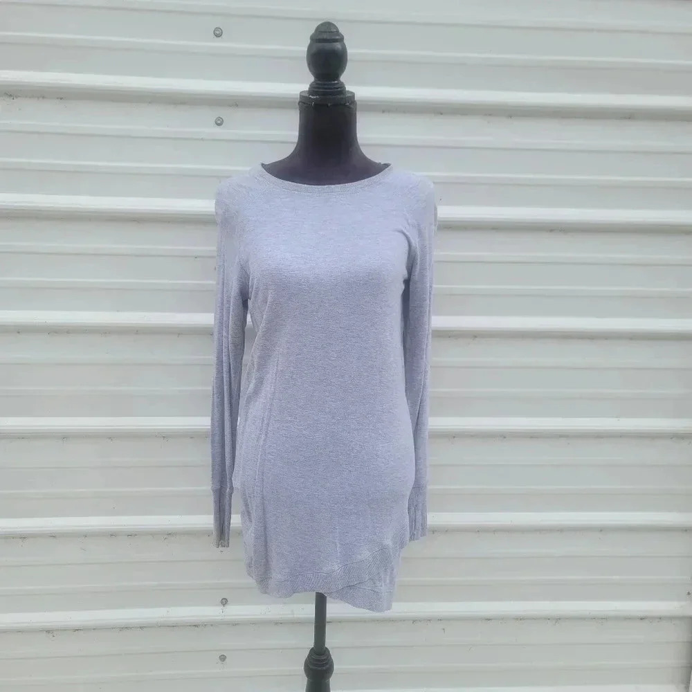 Dalia Womens Shirt Gray Long Sleeve Pullover Soft Comfort Sweatshirt Dress XS